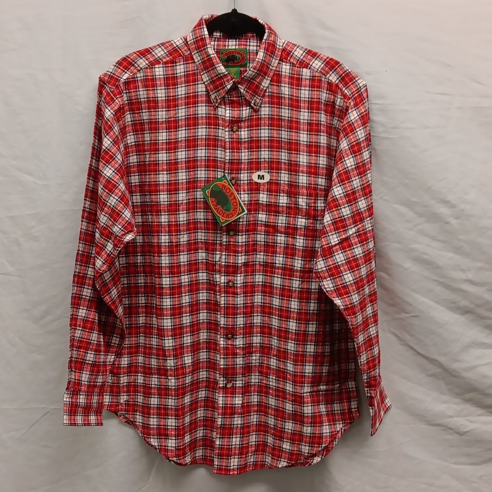 Boston Traders Flannel Red Plaid Shirt Medium NWT